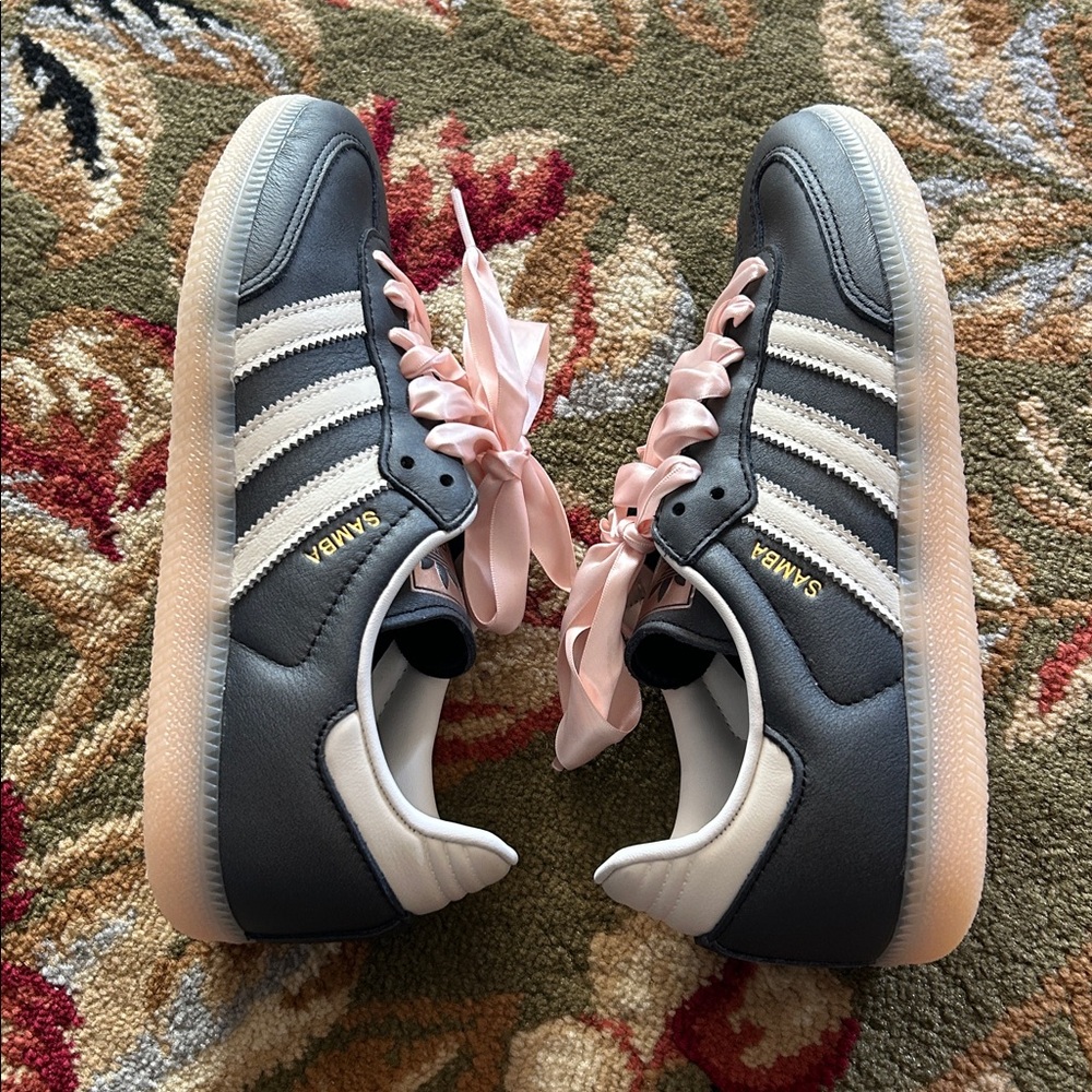 Adidas Women’s Samba Black Wonder Quartz Ribbon Laces Balletcore Coquette Size 8 - Picture 3 of 11